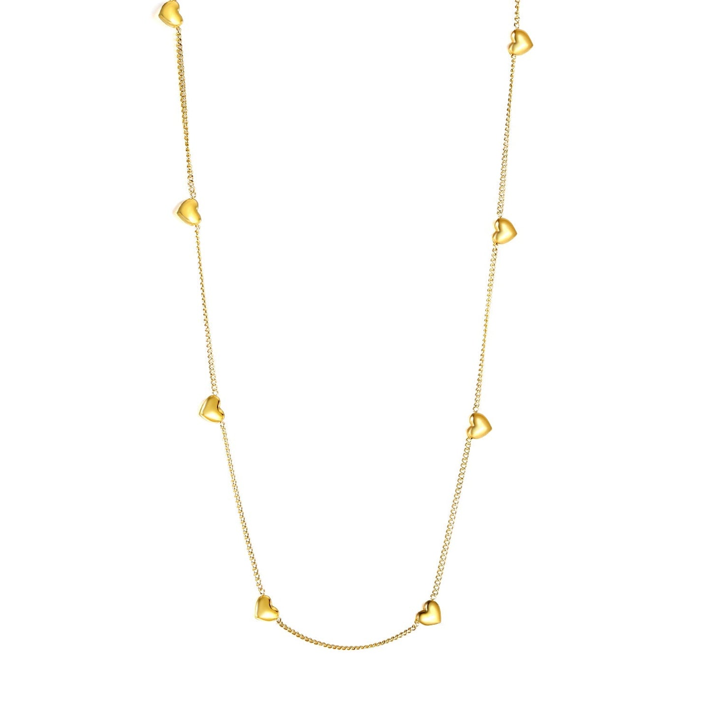 Collar 8 Hearts Love Chain con fusión en Oro 18K