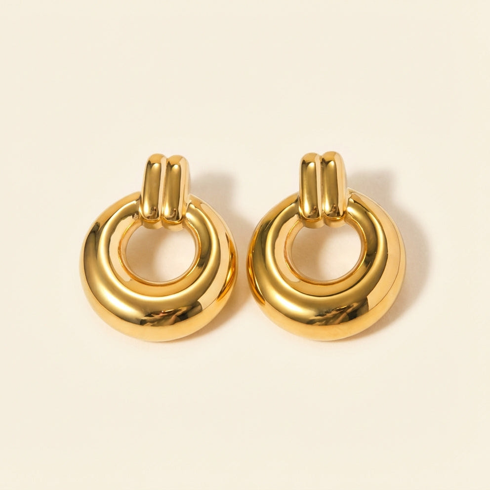 Pendientes Round Ring con fusión en Oro 18K