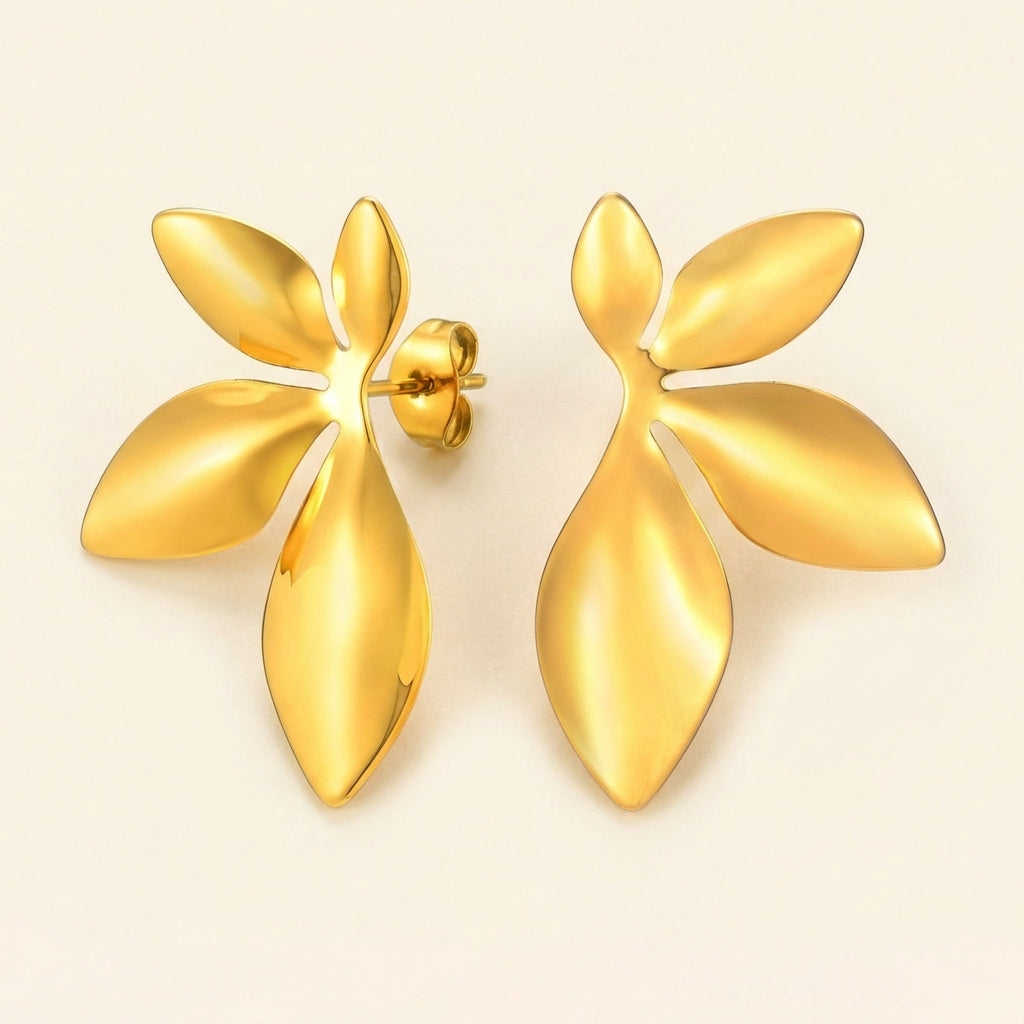Pendientes Flora con fusión en Oro 18K