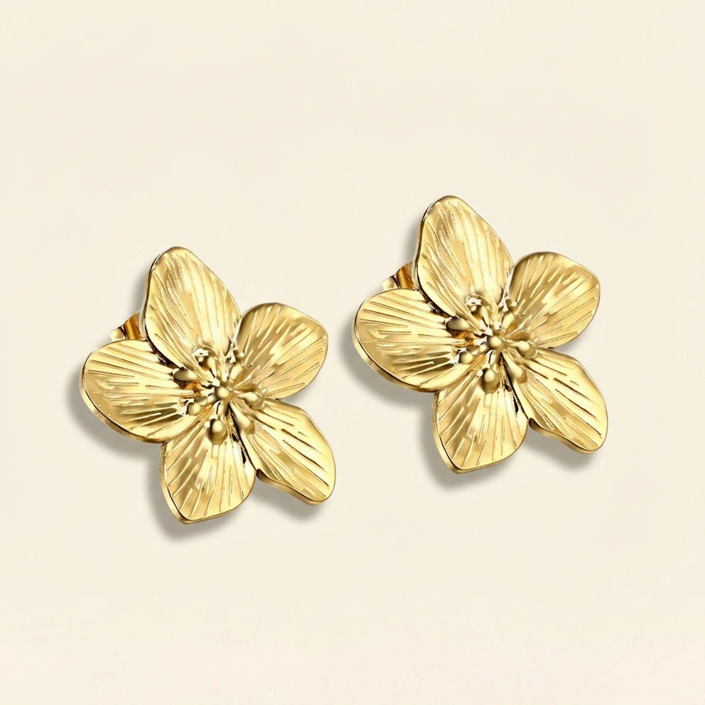 Pendientes Peach Blossom Bloom con fusión en Oro 18K