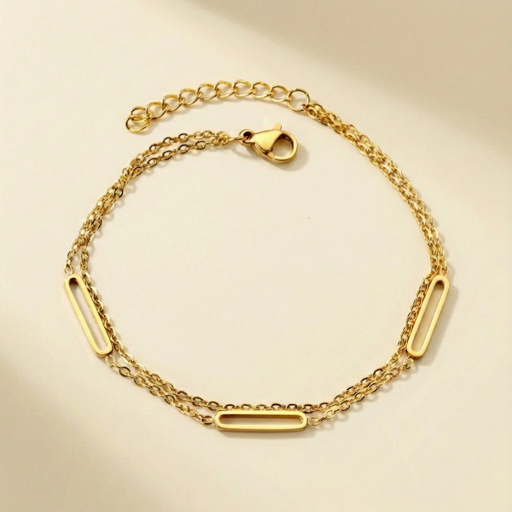 Pulsera Oblong Circle con fusión en Oro 18K