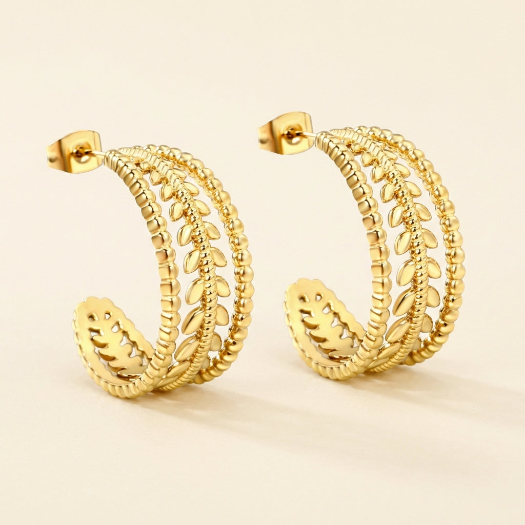 Pendientes C-Flower Blossom con fusión en Oro 18K
