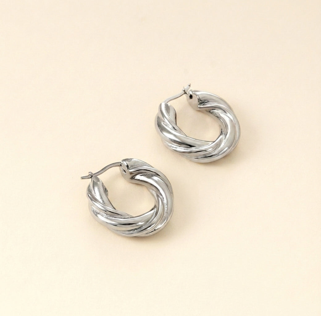 Pendientes Aro Twist Florence con fusión en Oro 18K