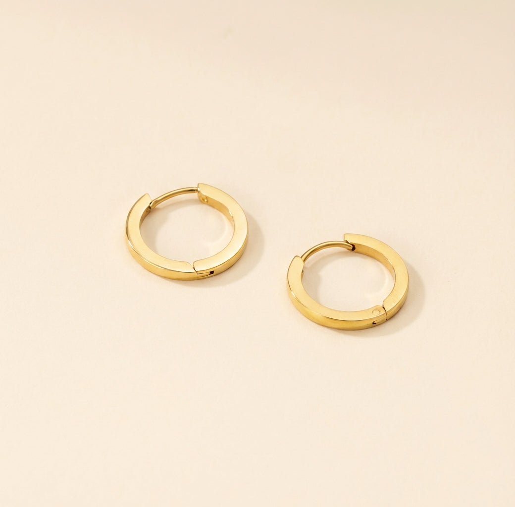 Pendientes Aro Plano Lúa con fusión en Oro 18K