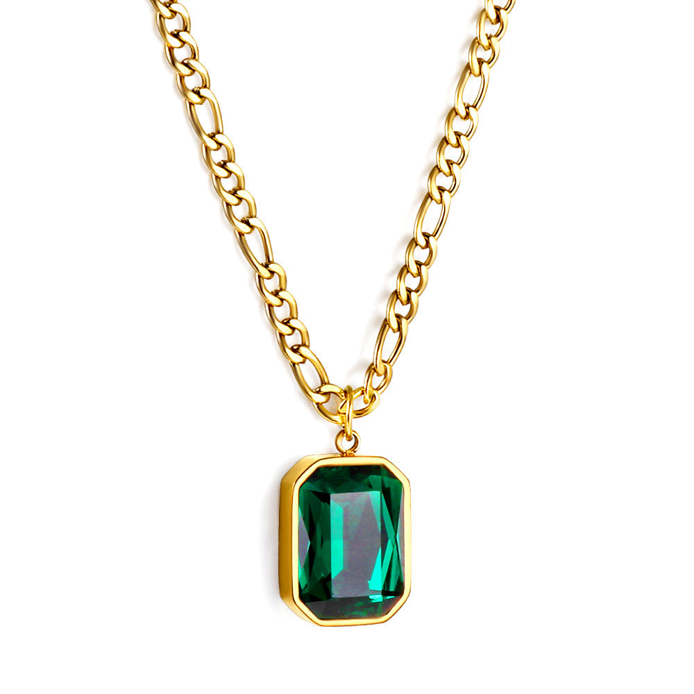 Collar Rectangle Diamond Pendant con fusión en Oro 18K