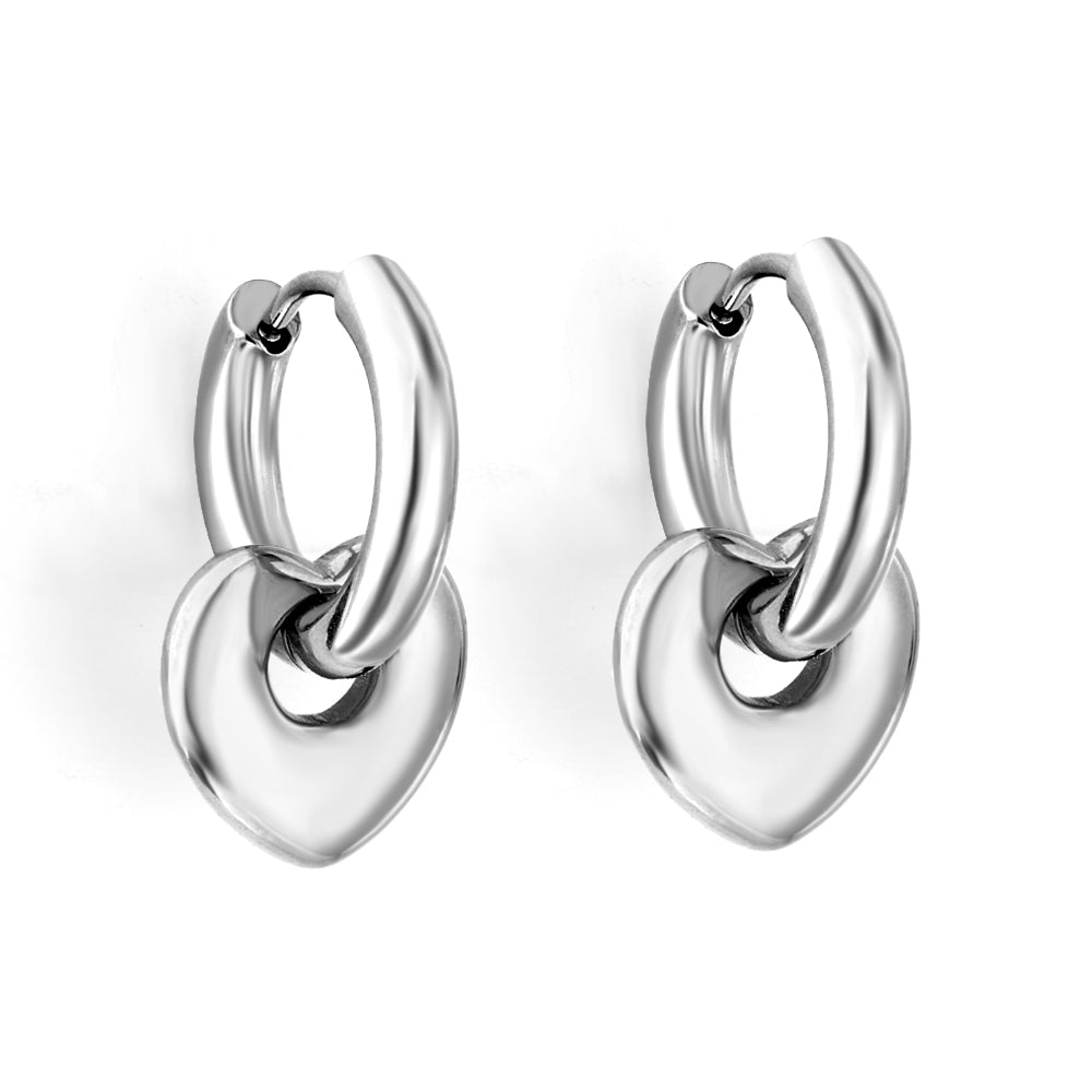 Pendientes Heart Circle Charm con fusión en Oro 18K