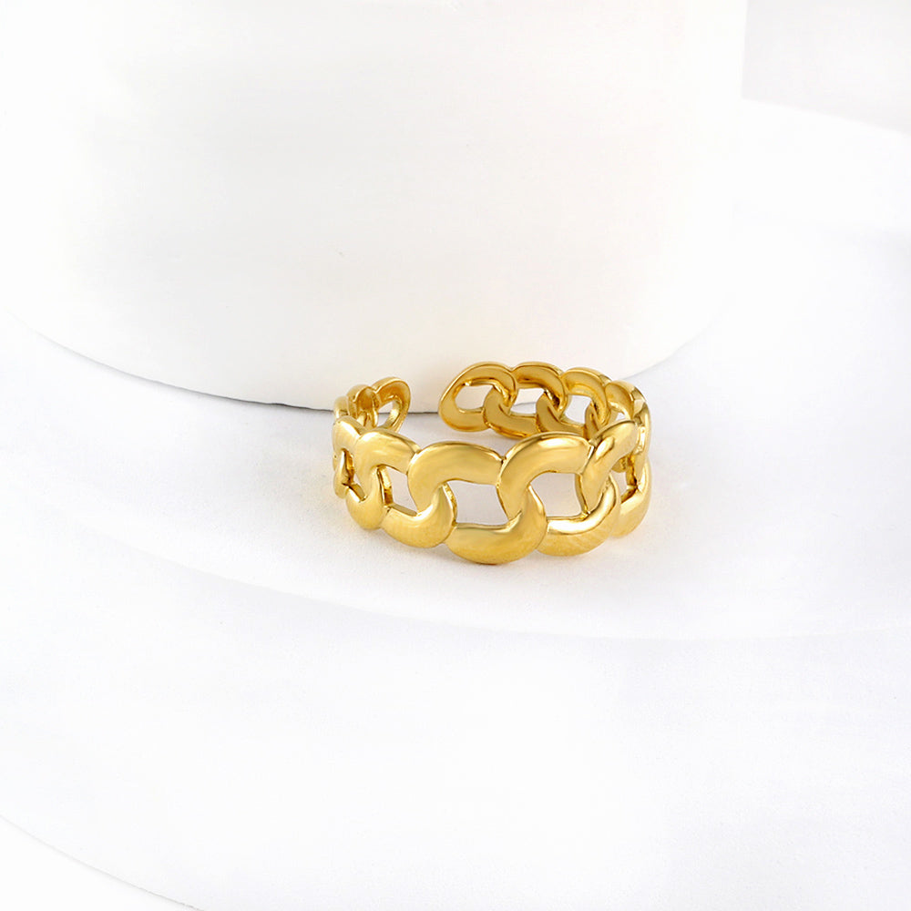 Anillo Chain Link Open con fusión en Oro 18K