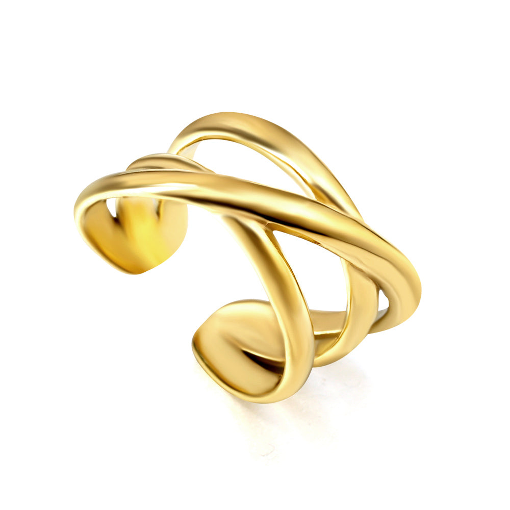 Anillo Twisted Cross con fusión en Oro 18K