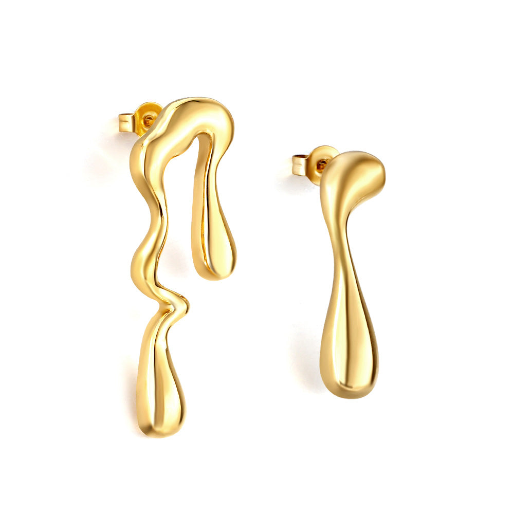 Pendientes Irregular Drop Art con fusión en Oro 18K