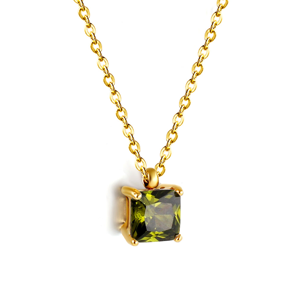Collar Square Diamond con fusión en Oro 18K