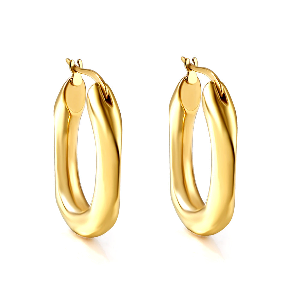 Pendientes Hollow Square con fusión en Oro 18K
