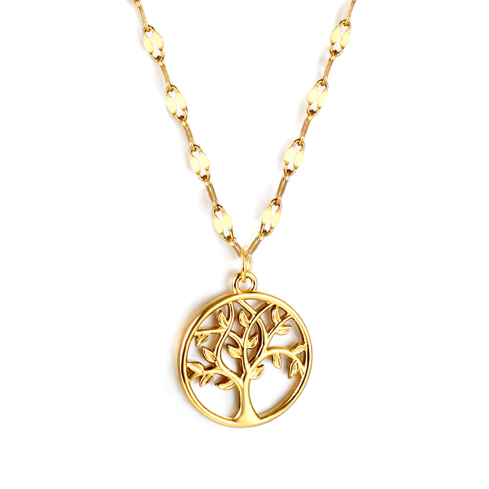 Collar Hollow Tree of Life con fusión en Oro 18K