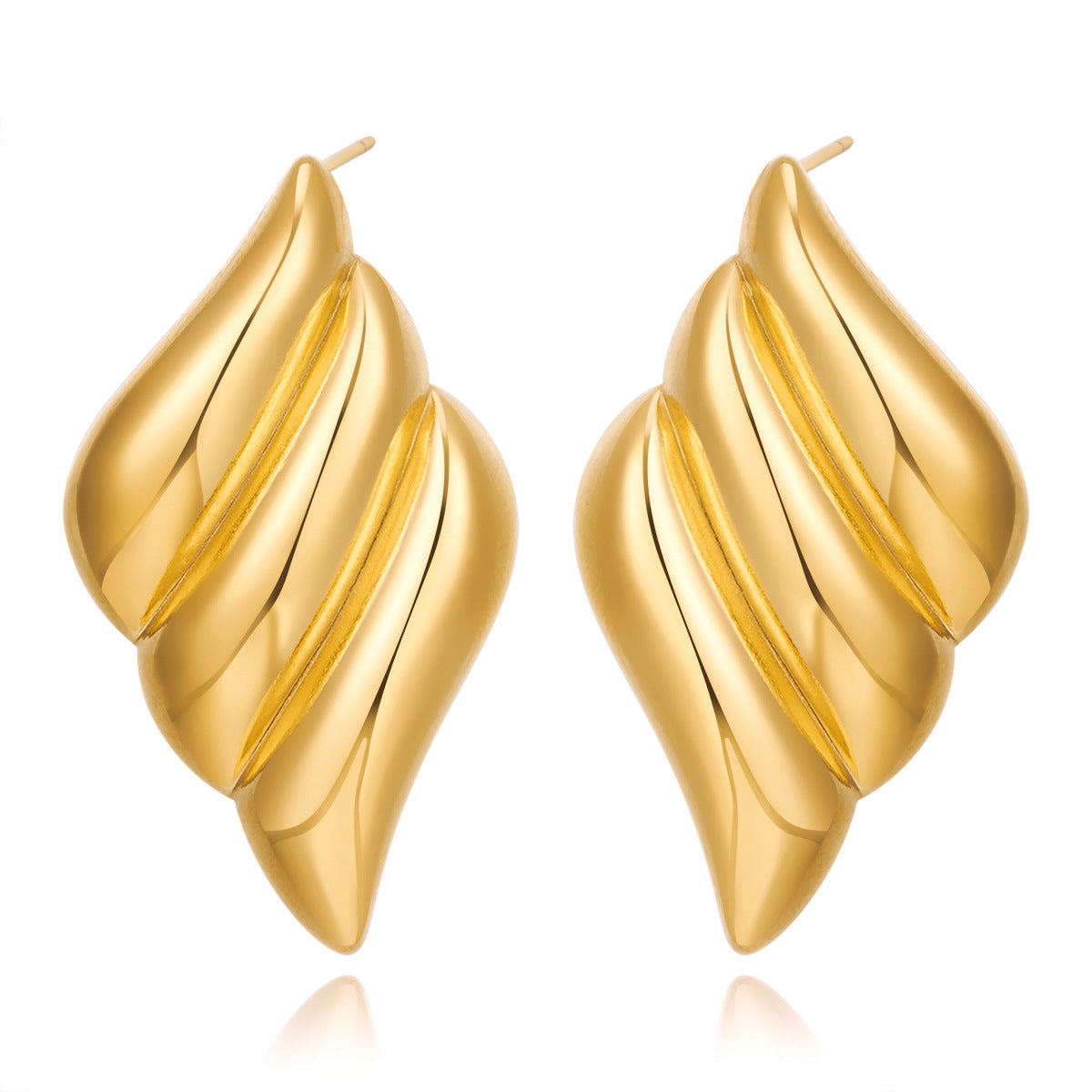 Pendientes Triple Wing con fusión en Oro 18K
