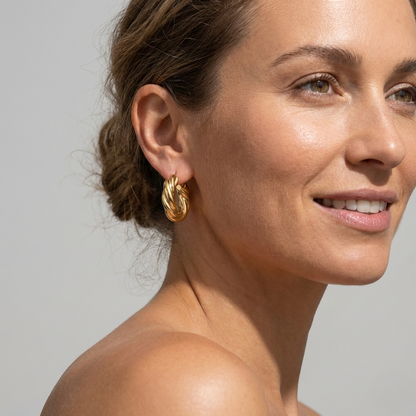Pendientes Aro Twist Florence con fusión en Oro 18K