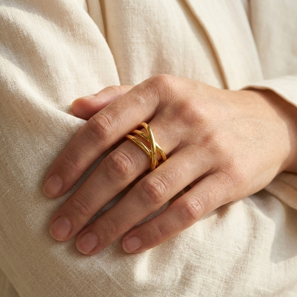 Anillo Entrelazado Alba con fusión en Oro 18K