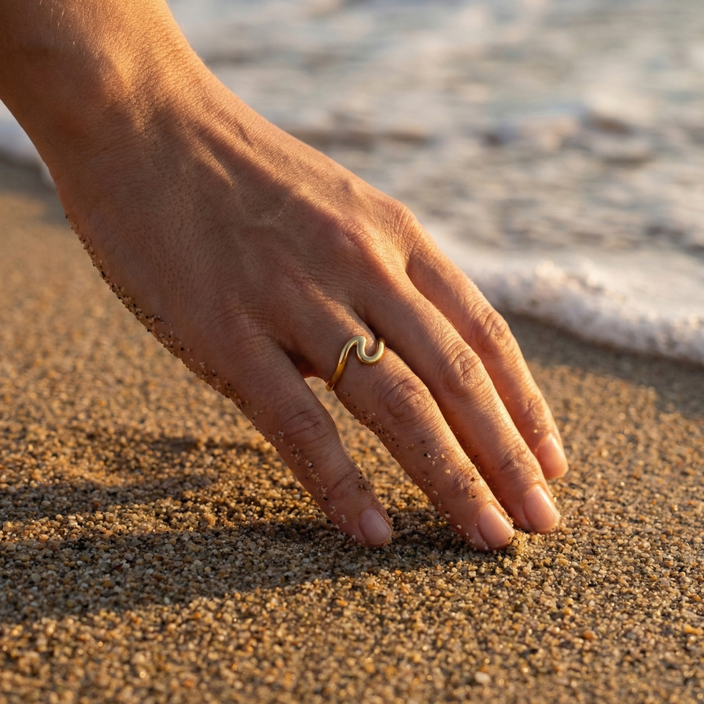 Anillo Wave Heart con fusión en Oro 18K