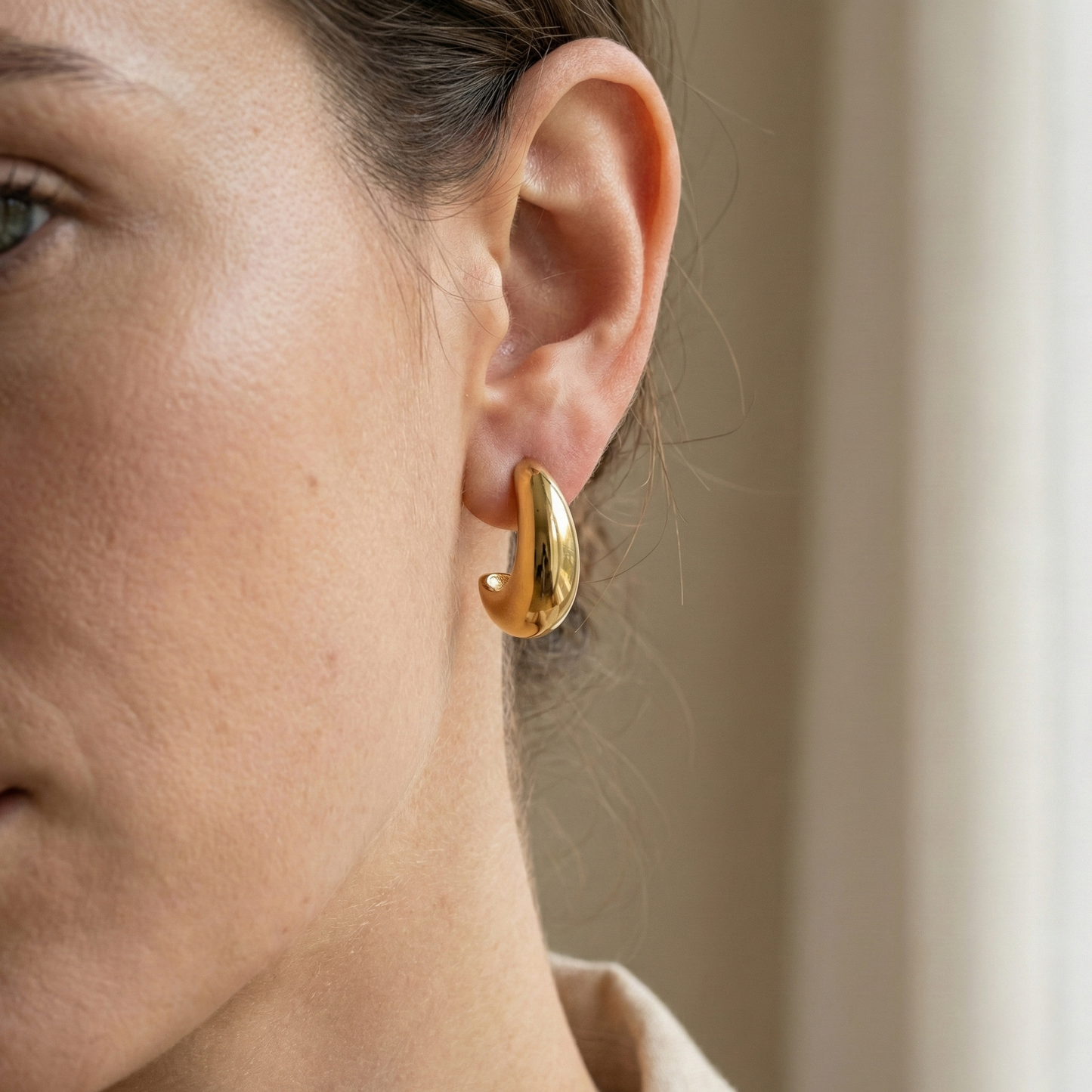 Pendientes Gota con fusión en Oro 18K