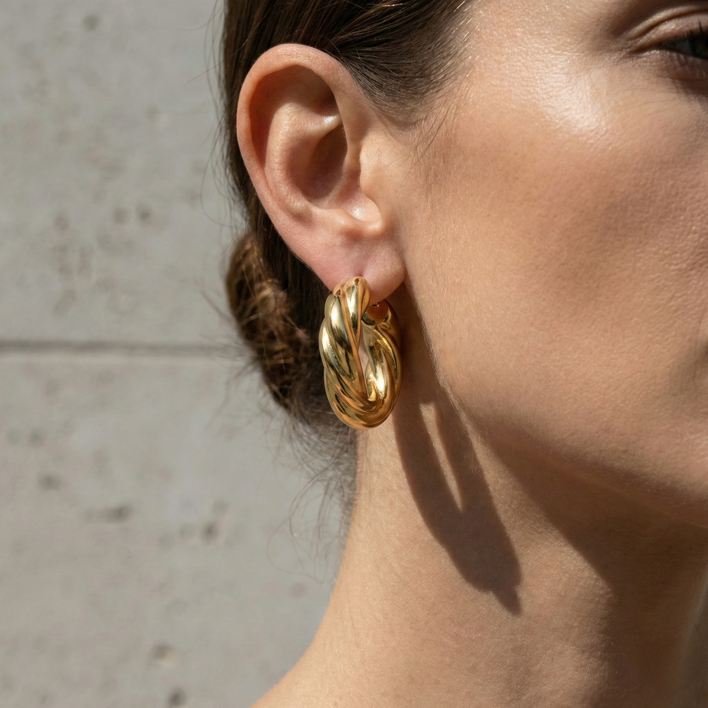 Pendientes Aro Twist Florence con fusión en Oro 18K