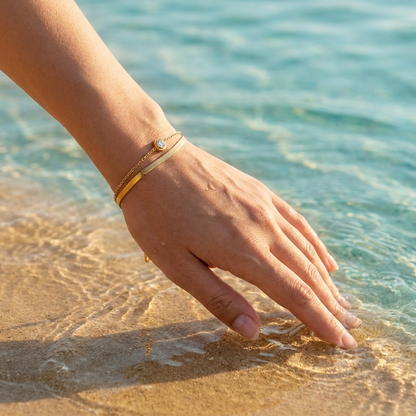 Pulsera Doble con Diamante con fusión en Oro 18K