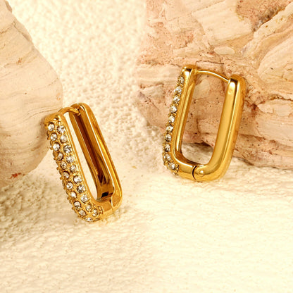 Pendientes U-Shape White Diamond con fusión en Oro 18K