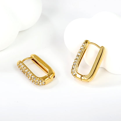 Pendientes U-Shape White Diamond con fusión en Oro 18K