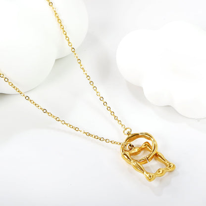 Collar Square & Round Link con fusión en Oro 18K