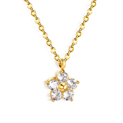 Collar Five Petal Zirconium con fusión en Oro 18K
