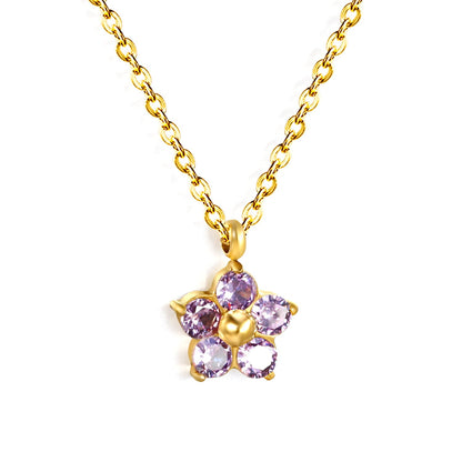 Collar Five Petal Zirconium con fusión en Oro 18K