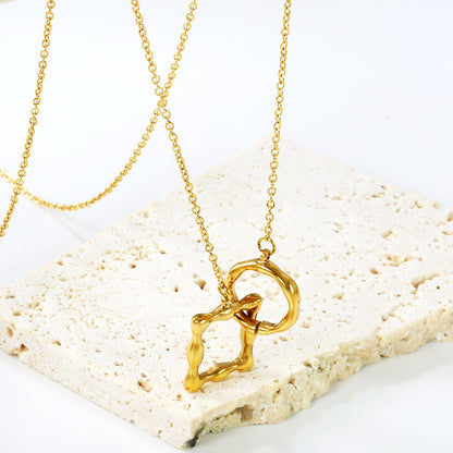 Collar Square & Round Link con fusión en Oro 18K