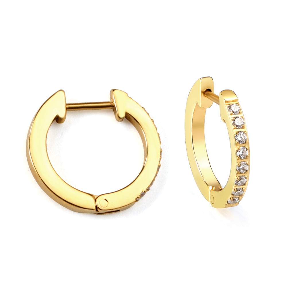 Pendientes Round Diamond Shine con fusión en Oro 18K
