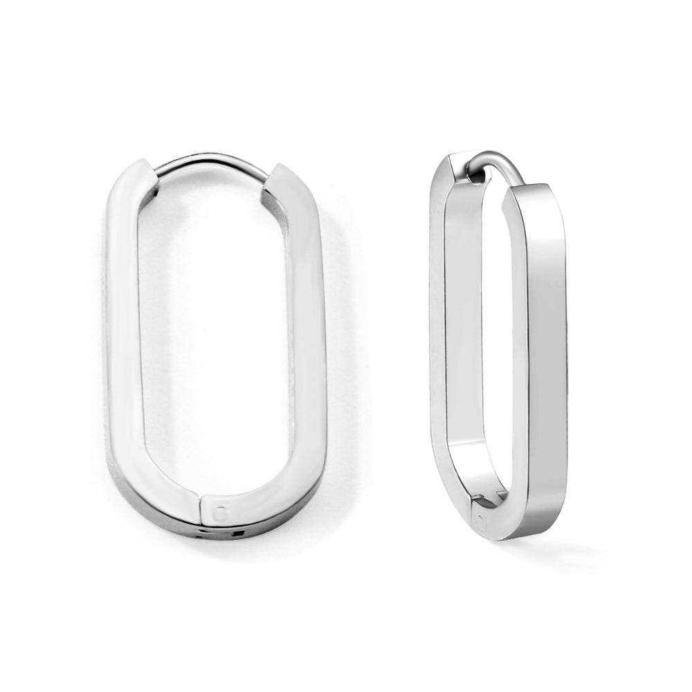 Pendientes Oval Buckle Link con fusión en Oro 18K