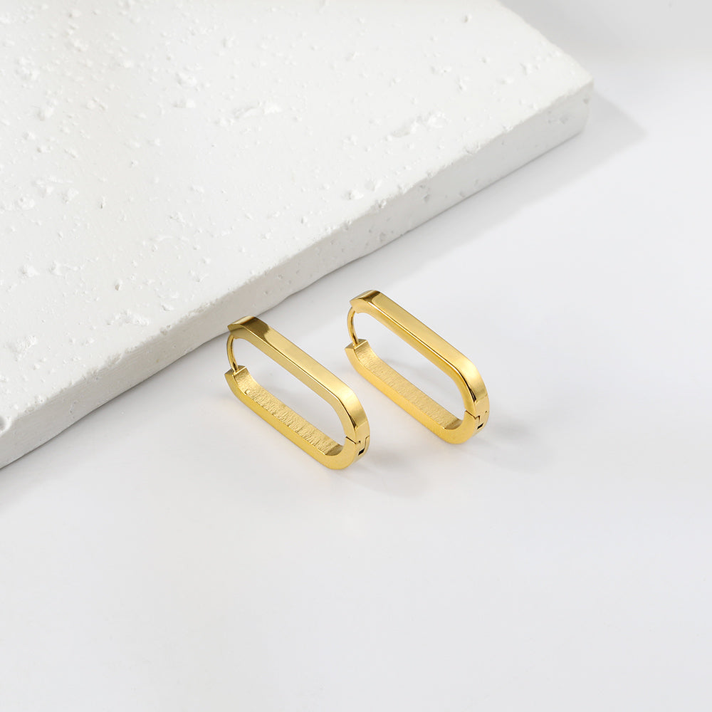 Pendientes Oval Buckle Link con fusión en Oro 18K