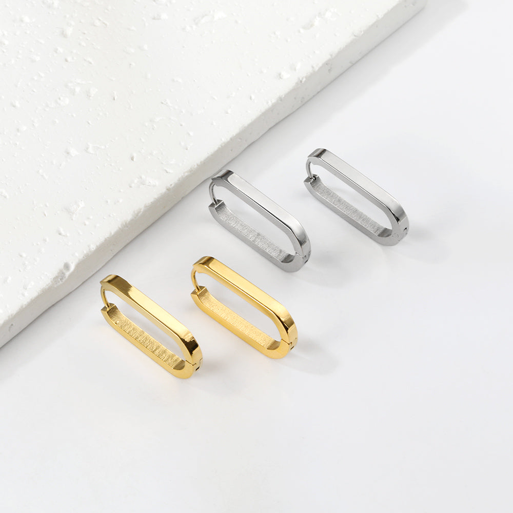 Pendientes Oval Buckle Link con fusión en Oro 18K