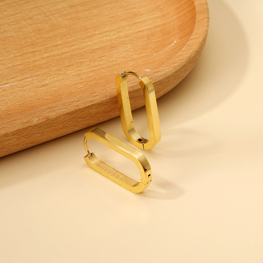 Pendientes Oval Buckle Link con fusión en Oro 18K