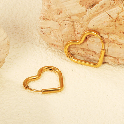Pendientes Heart Loop Wire con fusión en Oro 18K