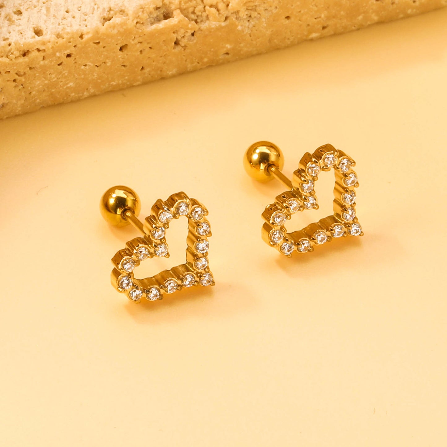 Pendientes Heart Diamond con fusión en Oro 18K