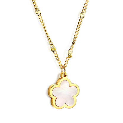 Collar Peach Blossom Shell con fusión en Oro 18K