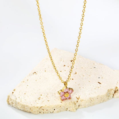 Collar Five Petal Zirconium con fusión en Oro 18K