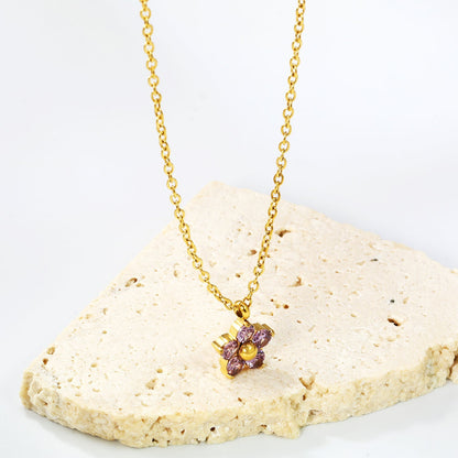 Collar Five Petal Zirconium con fusión en Oro 18K