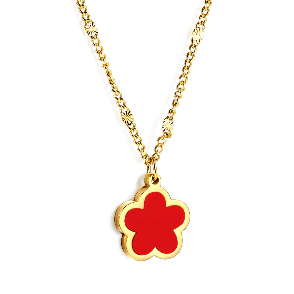 Collar Peach Blossom Shell con fusión en Oro 18K