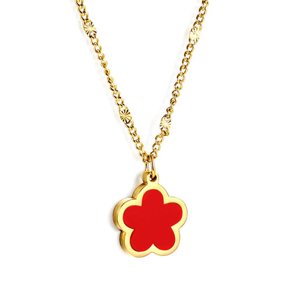 Collar Peach Blossom Shell con fusión en Oro 18K