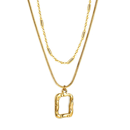 Collar Double Soul Rectangle con fusión en Oro 18K