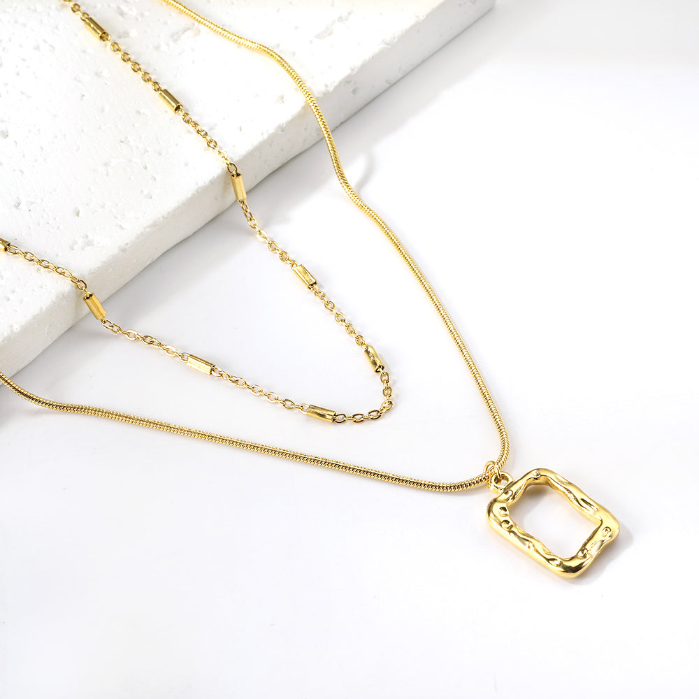 Collar Double Soul Rectangle con fusión en Oro 18K