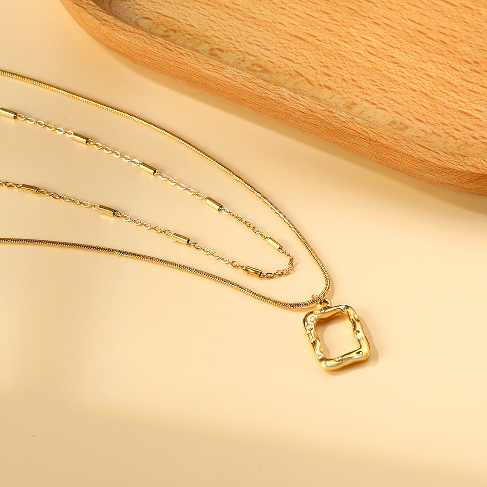 Collar Double Soul Rectangle con fusión en Oro 18K