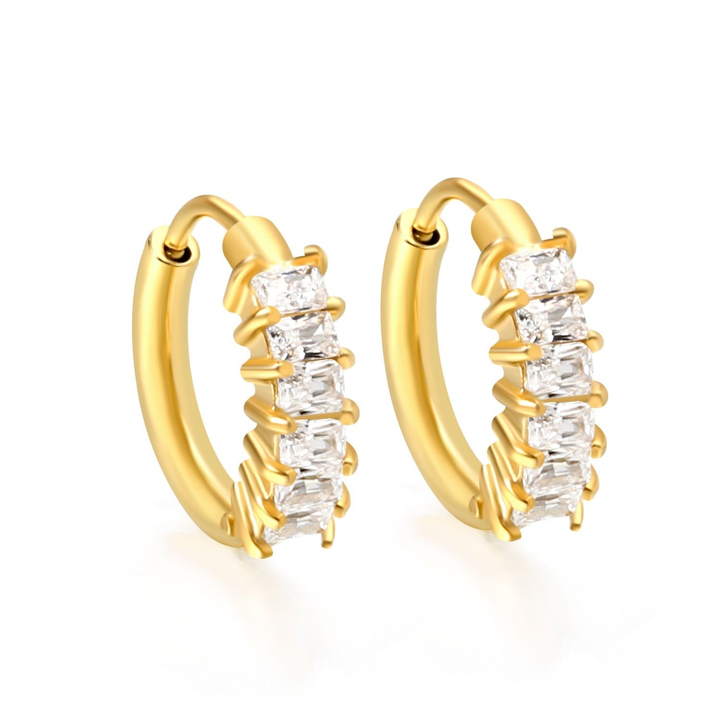 Ear Clips Rectangle Diamond con fusión en Oro 18K