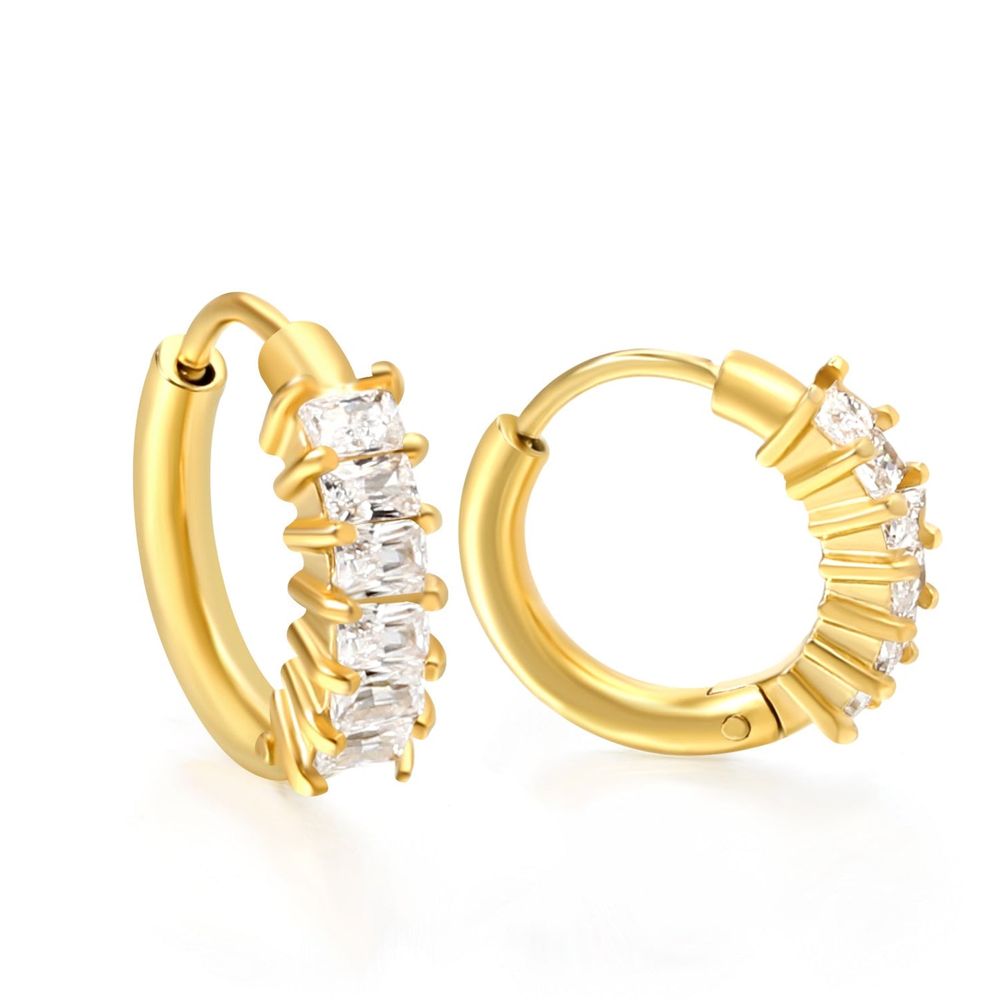 Ear Clips Rectangle Diamond con fusión en Oro 18K