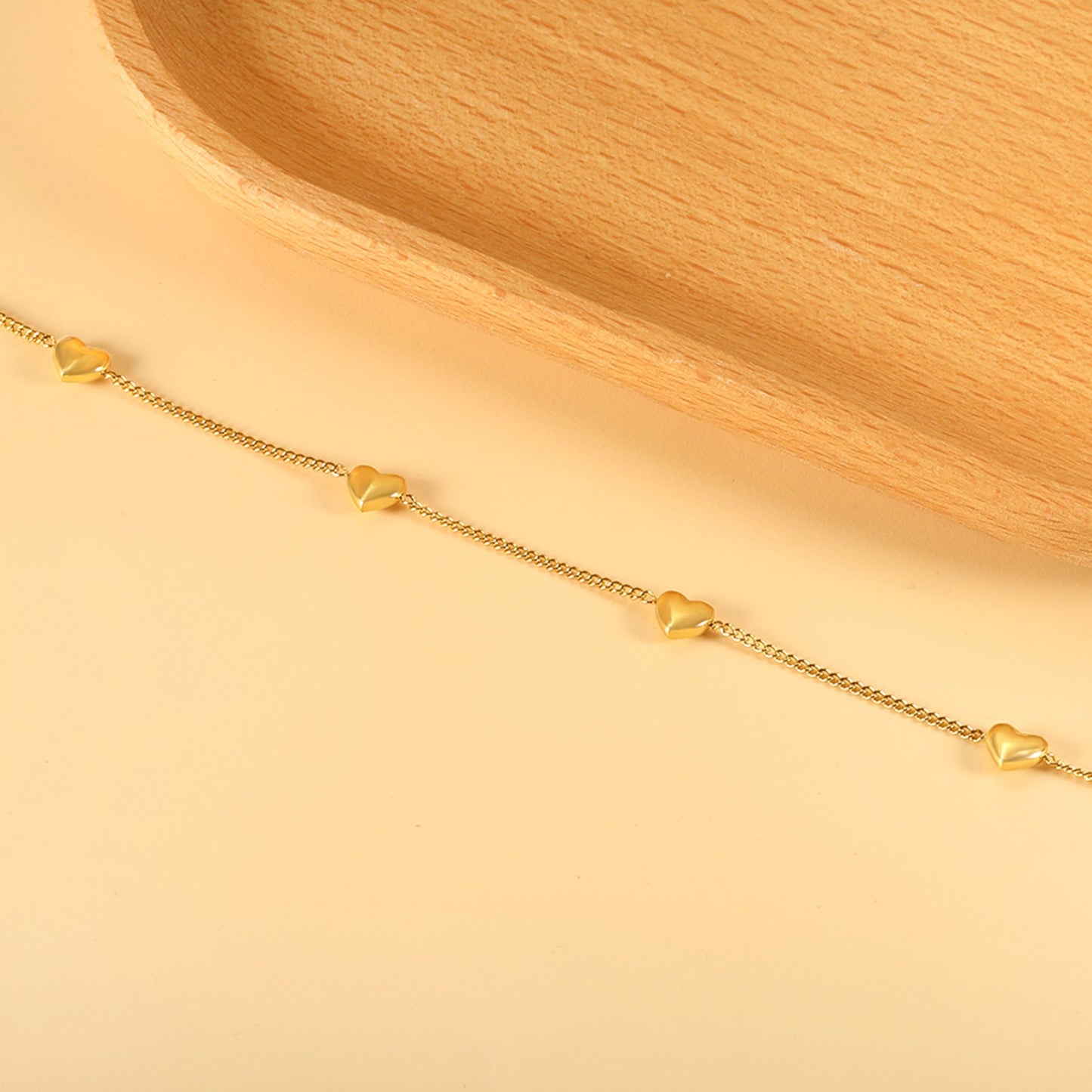 Pulsera Peach Heart con fusión en Oro 18K
