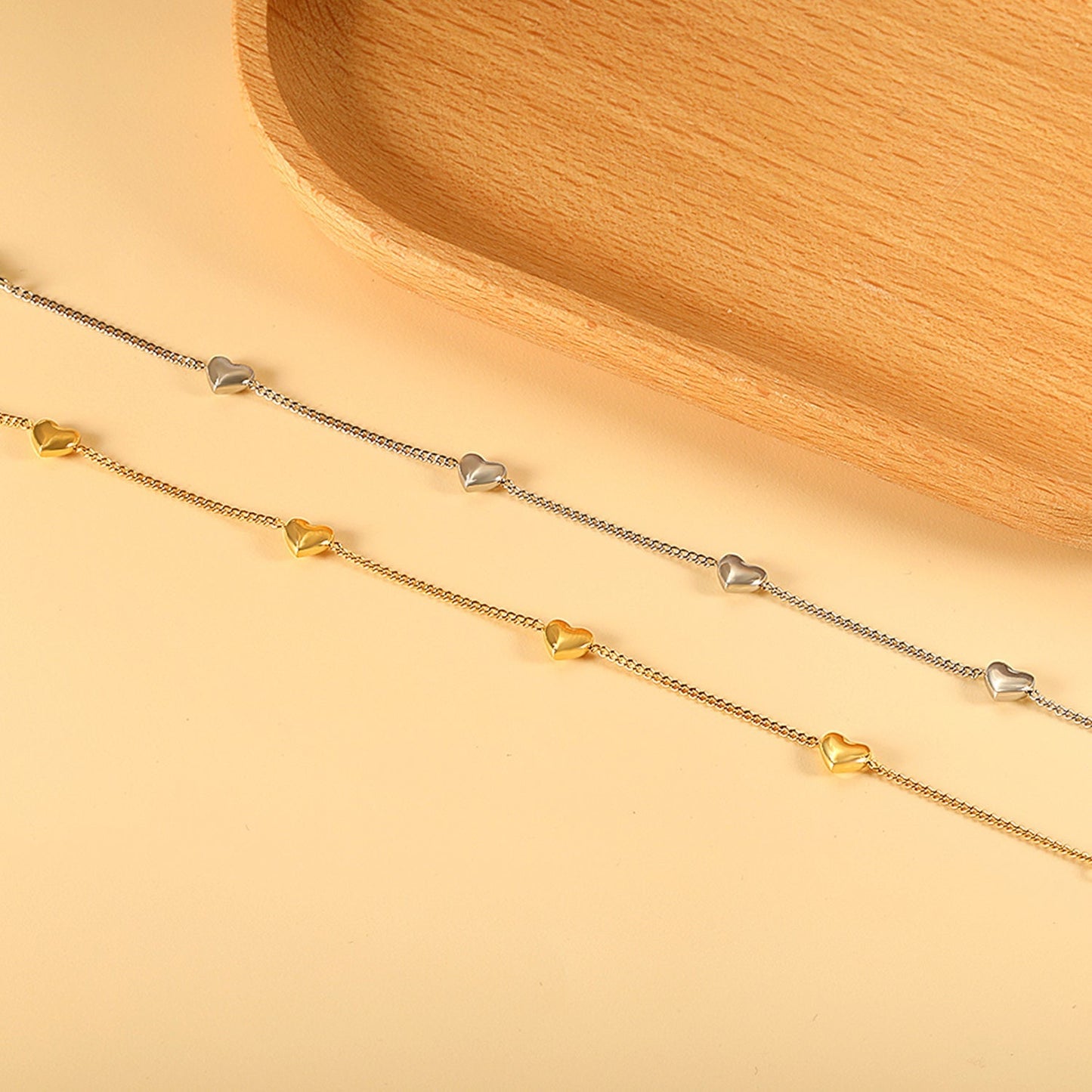 Pulsera Peach Heart con fusión en Oro 18K