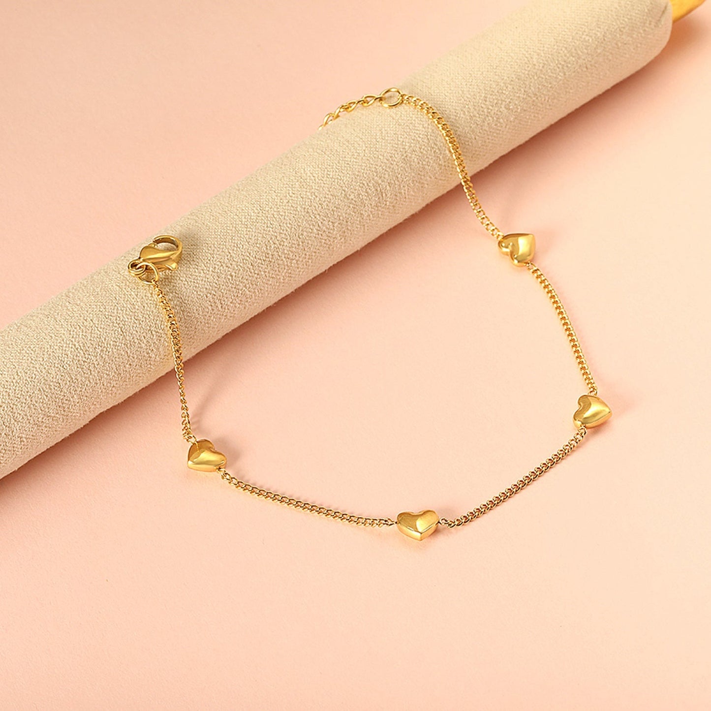 Pulsera Peach Heart con fusión en Oro 18K