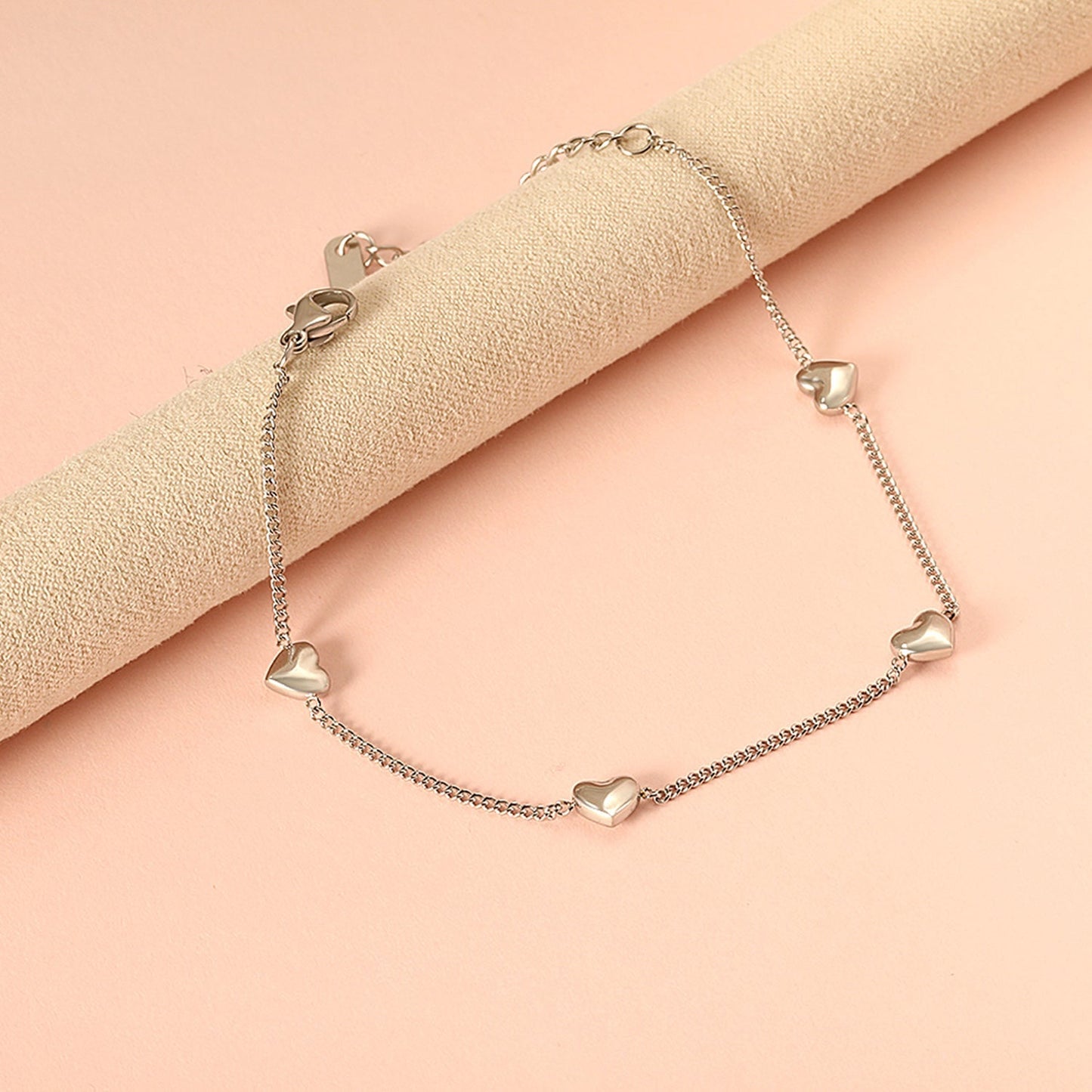 Pulsera Peach Heart con fusión en Oro 18K